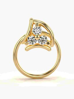 Valanova - Sterling Silver Yellow Gold Plated and Certified Lab Grown Diamond 0.06Cts Nose Pin