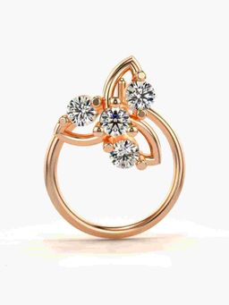 Valanova - Sterling Silver Rose Gold Plated and Certified Lab Grown Diamond 0.09Cts Nose Pin