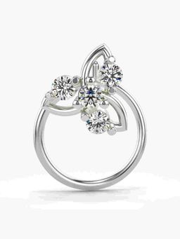 Valanova - Sterling Silver White Gold Plated and Certified Lab Grown Diamond 0.09Cts Nose Pin