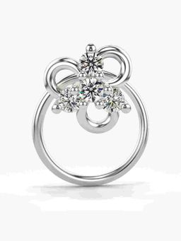 Valanova - Sterling Silver White Gold Plated and Certified Lab Grown Diamond 0.09Cts Nose Pin