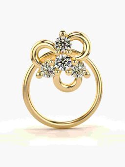 Valanova - Sterling Silver Yellow Gold Plated and Certified Lab Grown Diamond 0.09Cts Nose Pin