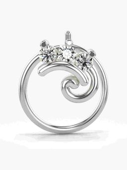 Valanova - Sterling Silver White Gold Plated and Certified Lab Grown Diamond 0.06Cts Nose Pin