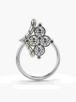 Valanova - Sterling Silver White Gold Plated and Certified Lab Grown Diamond 0.09Cts Nose Pin