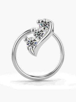 Valanova - Sterling Silver White Gold Plated and Certified Lab Grown Diamond 0.06Cts Nose Pin