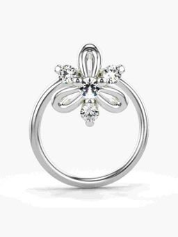 Valanova - Sterling Silver White Gold Plated and Certified Lab Grown Diamond 0.04Cts Nose Pin