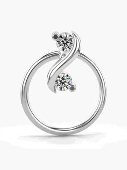 Valanova - Sterling Silver White Gold Plated and Certified Lab Grown Diamond 0.04Cts Nose Pin