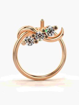 Valanova - Sterling Silver Rose Gold Plated and Certified Lab Grown Diamond 0.04Cts Nose Pin