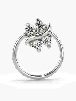 Valanova - Sterling Silver White Gold Plated and Certified Lab Grown Diamond 0.06Cts Nose Pin