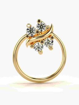 Valanova - Sterling Silver Yellow Gold Plated and Certified Lab Grown Diamond 0.06Cts Nose Pin