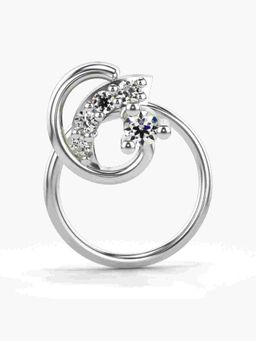 Valanova - Sterling Silver White Gold Plated and Certified Lab Grown Diamond 0.05Cts Nose Pin