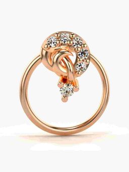 Valanova - Sterling Silver Rose Gold Plated and Certified Lab Grown Diamond 0.04Cts Nose Pin