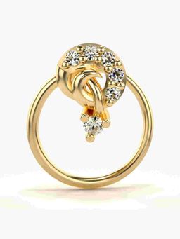 Valanova - Sterling Silver Yellow Gold Plated and Certified Lab Grown Diamond 0.04Cts Nose Pin