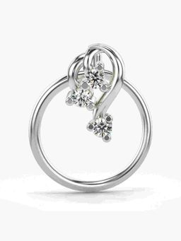 Valanova - Sterling Silver White Gold Plated and Certified Lab Grown Diamond 0.03Cts Nose Pin