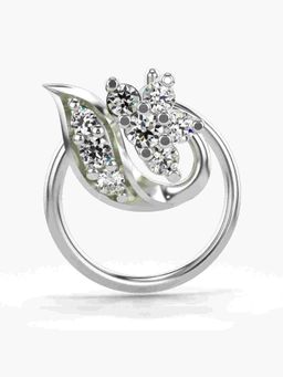 Valanova - Sterling Silver White Gold Plated and Certified Lab Grown Diamond 0.07Cts Nose Pin