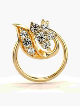 Valanova - Sterling Silver Yellow Gold Plated and Certified Lab Grown Diamond 0.07Cts Nose Pin