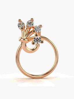 Valanova - Sterling Silver Rose Gold Plated and Certified Lab Grown Diamond 0.04Cts Nose Pin