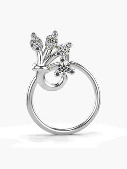 Valanova - Sterling Silver White Gold Plated and Certified Lab Grown Diamond 0.04Cts Nose Pin