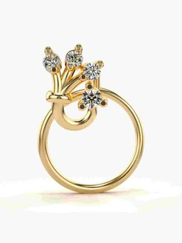 Valanova - Sterling Silver Yellow Gold Plated and Certified Lab Grown Diamond 0.04Cts Nose Pin