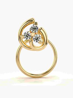 Valanova - Sterling Silver Yellow Gold Plated and Certified Lab Grown Diamond 0.06Cts Nose Pin