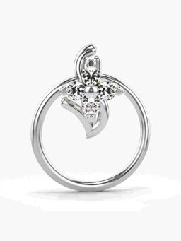Valanova - Sterling Silver White Gold Plated and Certified Lab Grown Diamond 0.04Cts Nose Pin