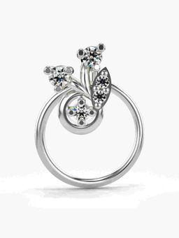 Valanova - Sterling Silver White Gold Plated and Certified Lab Grown Diamond 0.05Cts Nose Pin