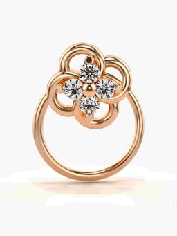 Valanova - Sterling Silver Rose Gold Plated and Certified Lab Grown Diamond 0.06Cts Nose Pin