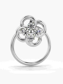 Valanova - Sterling Silver White Gold Plated and Certified Lab Grown Diamond 0.06Cts Nose Pin