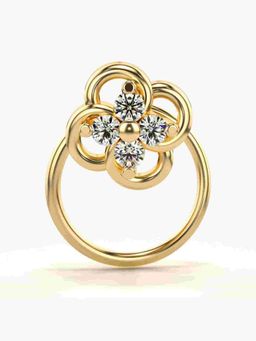 Valanova - Sterling Silver Yellow Gold Plated and Certified Lab Grown Diamond 0.06Cts Nose Pin