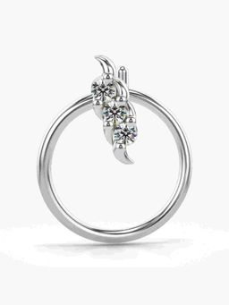 Valanova - Sterling Silver White Gold Plated and Certified Lab Grown Diamond 0.02Cts Nose Pin