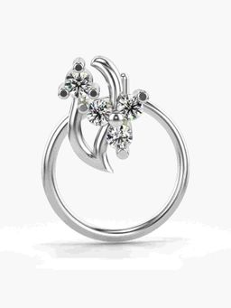 Valanova - Sterling Silver White Gold Plated and Certified Lab Grown Diamond 0.05Cts Nose Pin