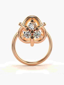 Valanova - Sterling Silver Rose Gold Plated and Certified Lab Grown Diamond 0.06Cts Nose Pin
