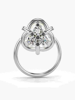 Valanova - Sterling Silver White Gold Plated and Certified Lab Grown Diamond 0.06Cts Nose Pin