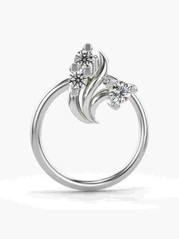 Valanova - Sterling Silver White Gold Plated and Certified Lab Grown Diamond 0.03Cts Nose Pin