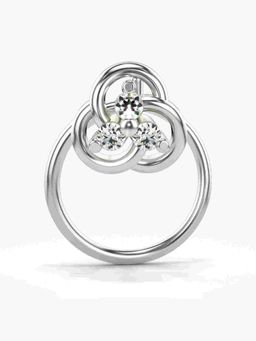 Valanova - Sterling Silver White Gold Plated and Certified Lab Grown Diamond 0.04Cts Nose Pin