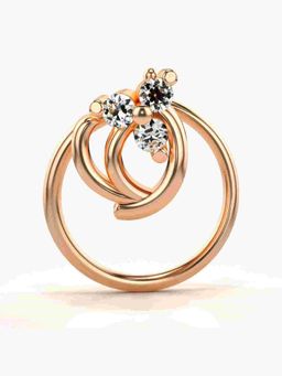 Valanova - Sterling Silver Rose Gold Plated and Certified Lab Grown Diamond 0.04Cts Nose Pin