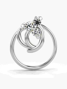 Valanova - Sterling Silver White Gold Plated and Certified Lab Grown Diamond 0.04Cts Nose Pin