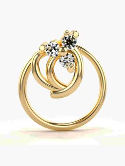 Valanova - Sterling Silver Yellow Gold Plated and Certified Lab Grown Diamond 0.04Cts Nose Pin