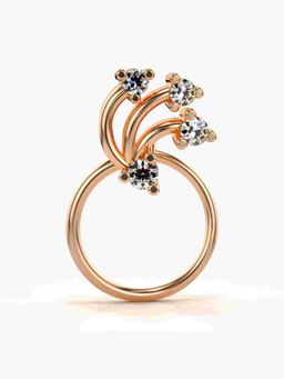 Valanova - Sterling Silver Rose Gold Plated and Certified Lab Grown Diamond 0.06Cts Nose Pin