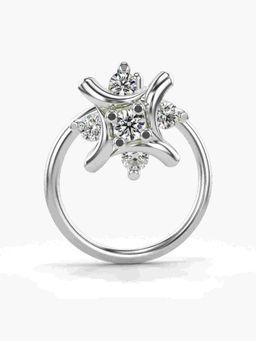 Valanova - Sterling Silver White Gold Plated and Certified Lab Grown Diamond 0.05Cts Nose Pin