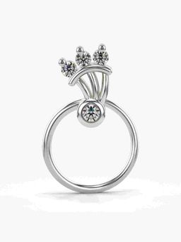 Valanova - Sterling Silver White Gold Plated and Certified Lab Grown Diamond 0.04Cts Nose Pin