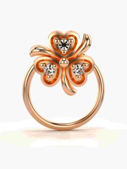 Valanova - Sterling Silver Rose Gold Plated and Certified Lab Grown Diamond 0.02Cts Nose Pin