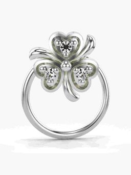 Valanova - Sterling Silver White Gold Plated and Certified Lab Grown Diamond 0.02Cts Nose Pin