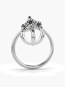 Valanova - Sterling Silver White Gold Plated and Certified Lab Grown Diamond 0.03Cts Nose Pin