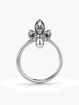 Valanova - Sterling Silver White Gold Plated and Certified Lab Grown Diamond 0.03Cts Nose Pin