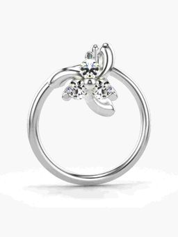 Valanova - Sterling Silver White Gold Plated and Certified Lab Grown Diamond 0.03Cts Nose Pin