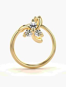 Valanova - Sterling Silver Yellow Gold Plated and Certified Lab Grown Diamond 0.03Cts Nose Pin