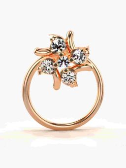 Valanova - Sterling Silver Rose Gold Plated and Certified Lab Grown Diamond 0.06Cts Nose Pin