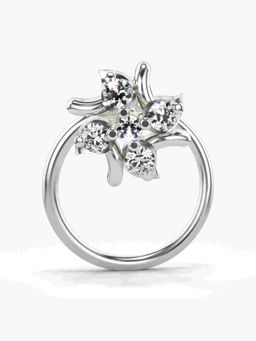 Valanova - Sterling Silver White Gold Plated and Certified Lab Grown Diamond 0.06Cts Nose Pin