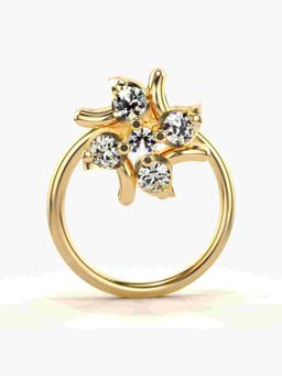 Valanova - Sterling Silver Yellow Gold Plated and Certified Lab Grown Diamond 0.06Cts Nose Pin