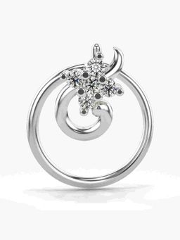 Valanova - Sterling Silver White Gold Plated and Certified Lab Grown Diamond 0.03Cts Nose Pin